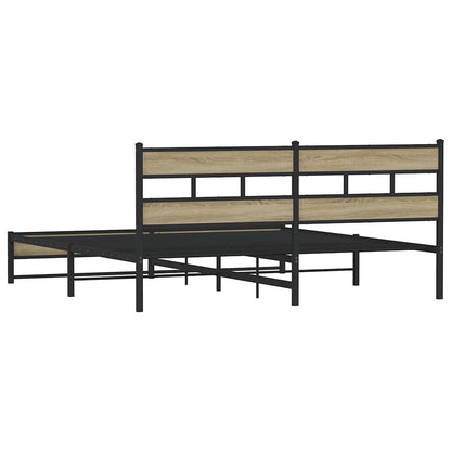 Metal Bed Frame without Mattress Sonoma Oak 193x203 cm