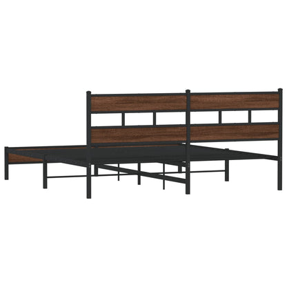 Metal Bed Frame without Mattress Brown Oak 183x213 cm
