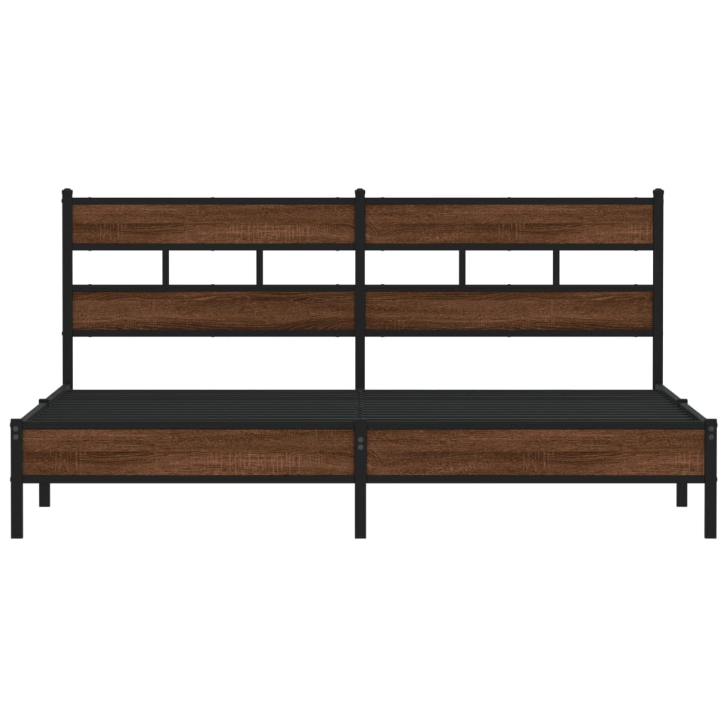 Metal Bed Frame without Mattress Brown Oak 193x203 cm