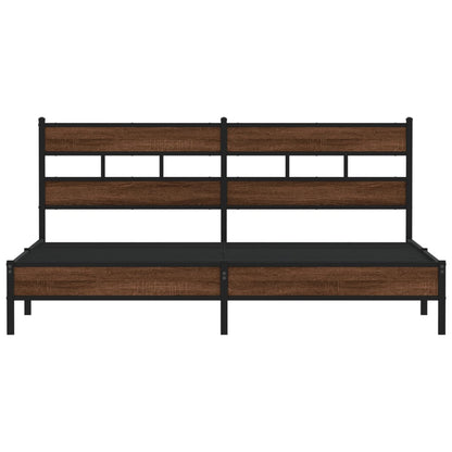 Metal Bed Frame without Mattress Brown Oak 193x203 cm