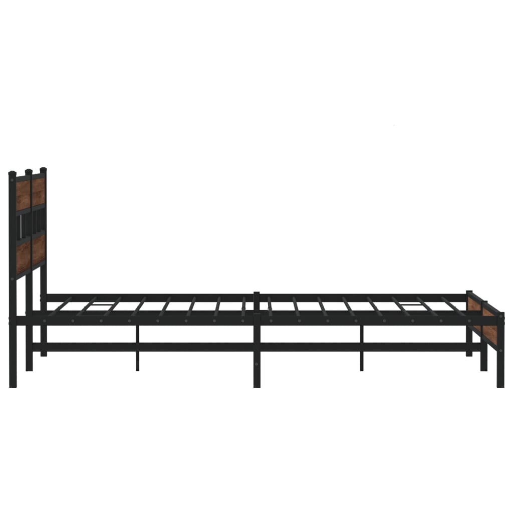 Metal Bed Frame without Mattress Brown Oak 200x200 cm