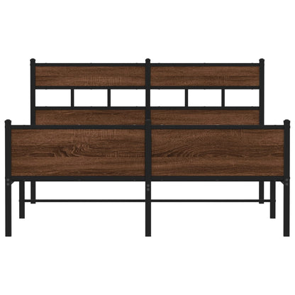 Metal Bed Frame without Mattress Brown Oak 160x200 cm