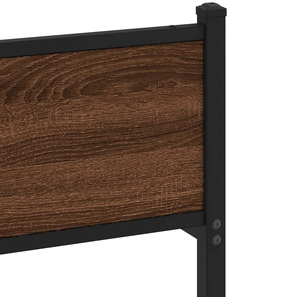 Metal Bed Frame without Mattress Brown Oak 180x200 cm Super King