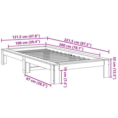 Bed Frame without Mattress 100x200 cm Solid Wood Pine