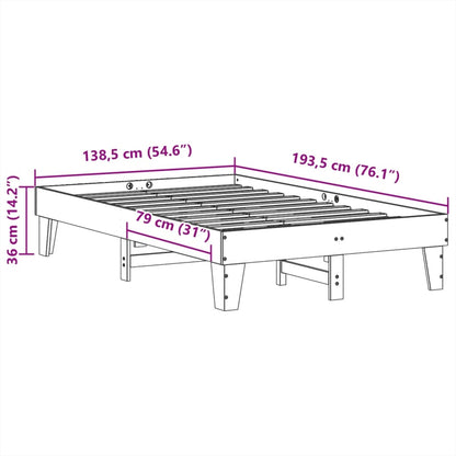 Bed Frame without Mattress White 135x190 cm Double Solid Wood Pine