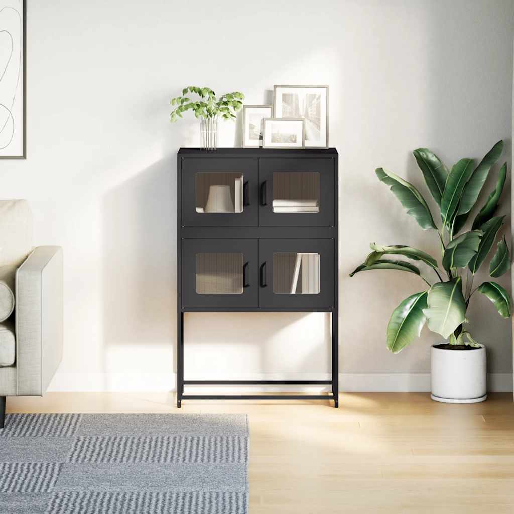 Highboard Black 68x39x107 cm Steel