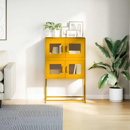 Highboard Mustard Yellow 68x39x107 cm Steel