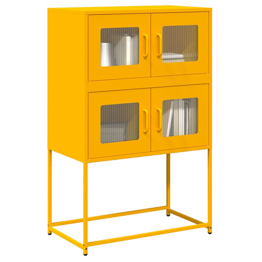 Highboard Mustard Yellow 68x39x107 cm Steel