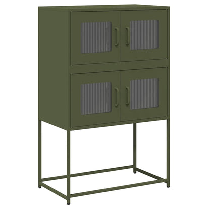 Highboard Olive Green 68x39x107 cm Steel