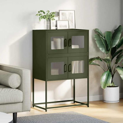 Highboard Olive Green 68x39x107 cm Steel