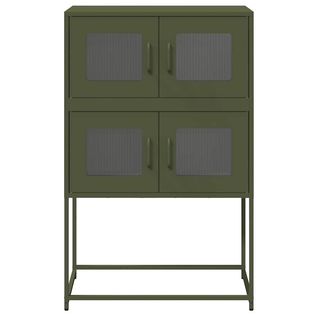 Highboard Olive Green 68x39x107 cm Steel