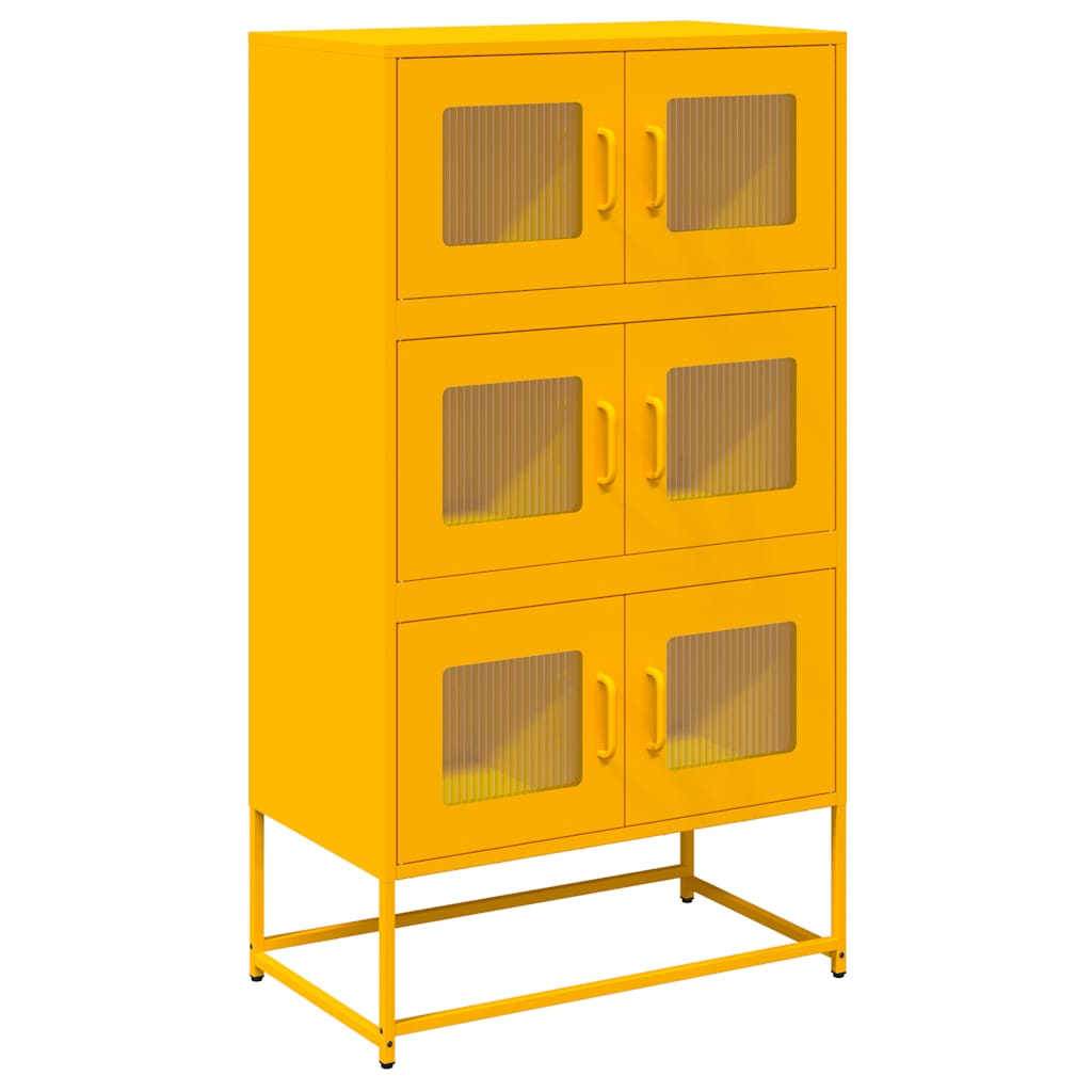 Highboard Mustard Yellow 68x39x123 cm Steel