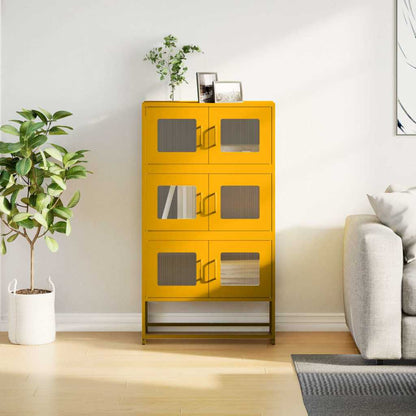 Highboard Mustard Yellow 68x39x123 cm Steel