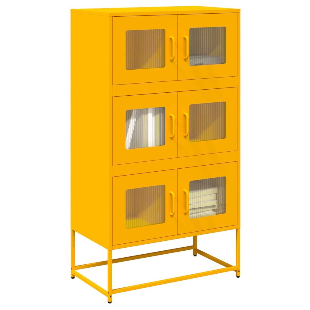 Highboard Mustard Yellow 68x39x123 cm Steel