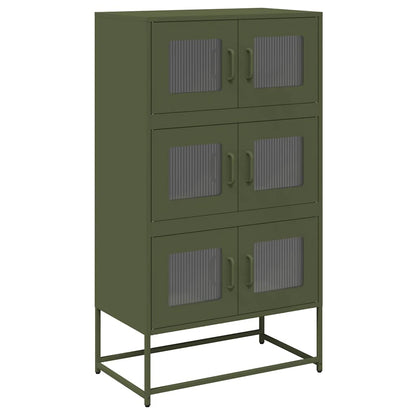 Highboard Olive Green 68x39x123 cm Steel