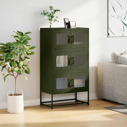 Highboard Olive Green 68x39x123 cm Steel