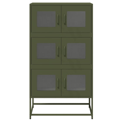 Highboard Olive Green 68x39x123 cm Steel