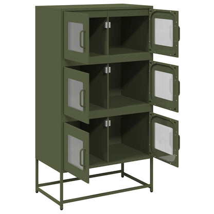 Highboard Olive Green 68x39x123 cm Steel