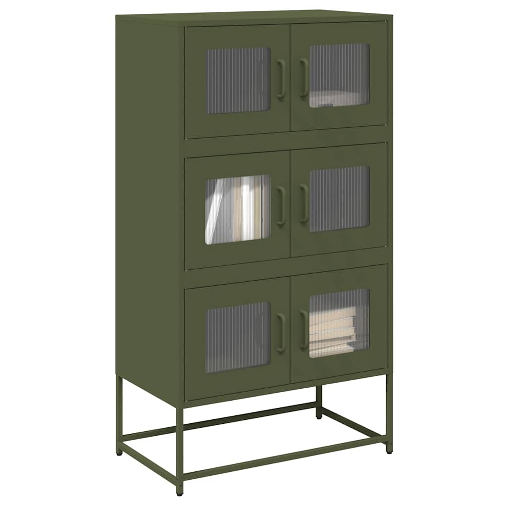 Highboard Olive Green 68x39x123 cm Steel