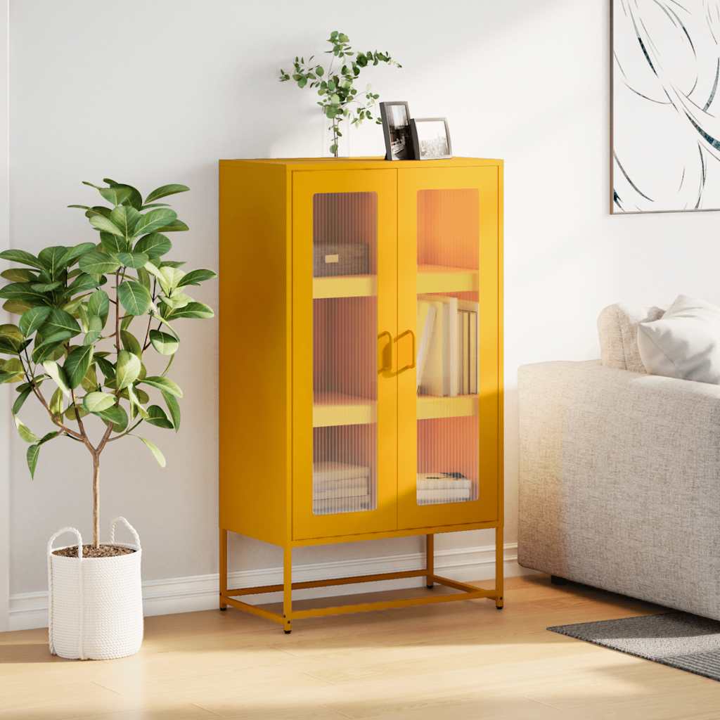 Highboard Mustard Yellow 68x39x123 cm Steel