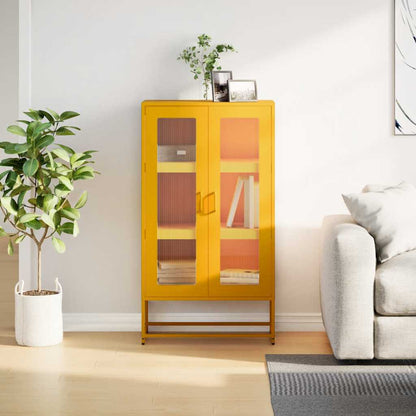 Highboard Mustard Yellow 68x39x123 cm Steel