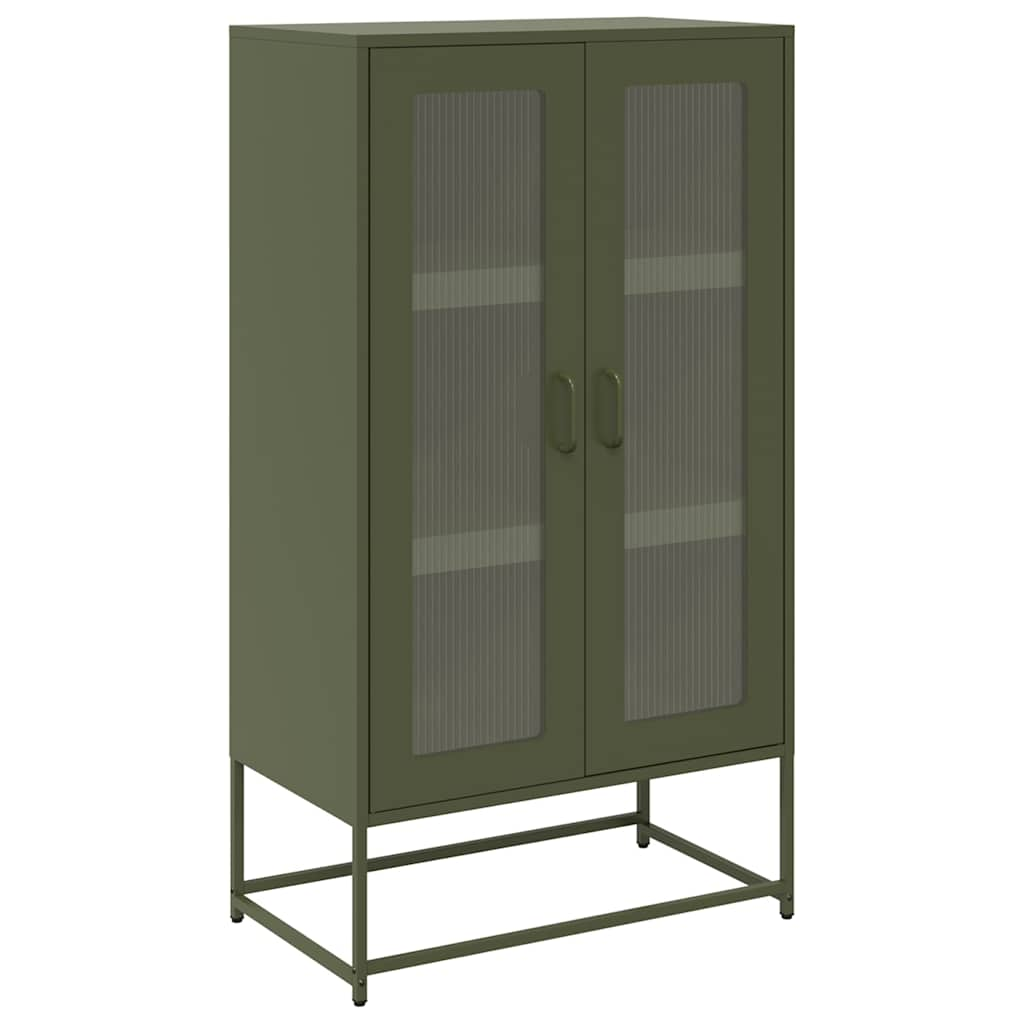 Highboard Olive Green 68x39x123 cm Steel