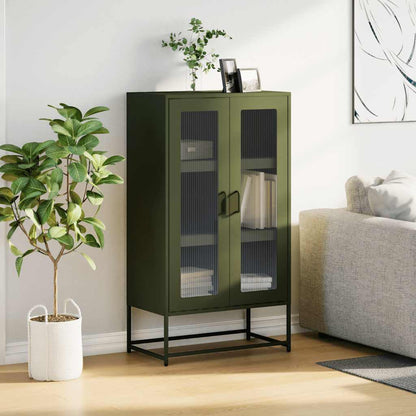 Highboard Olive Green 68x39x123 cm Steel