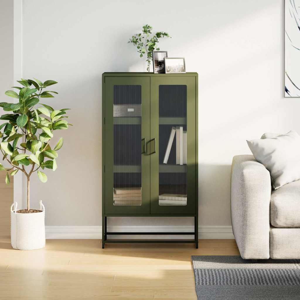 Highboard Olive Green 68x39x123 cm Steel