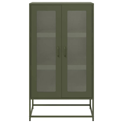 Highboard Olive Green 68x39x123 cm Steel