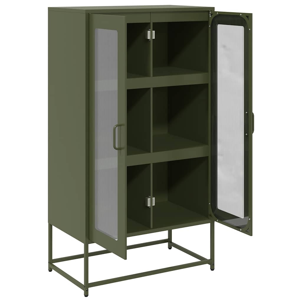 Highboard Olive Green 68x39x123 cm Steel