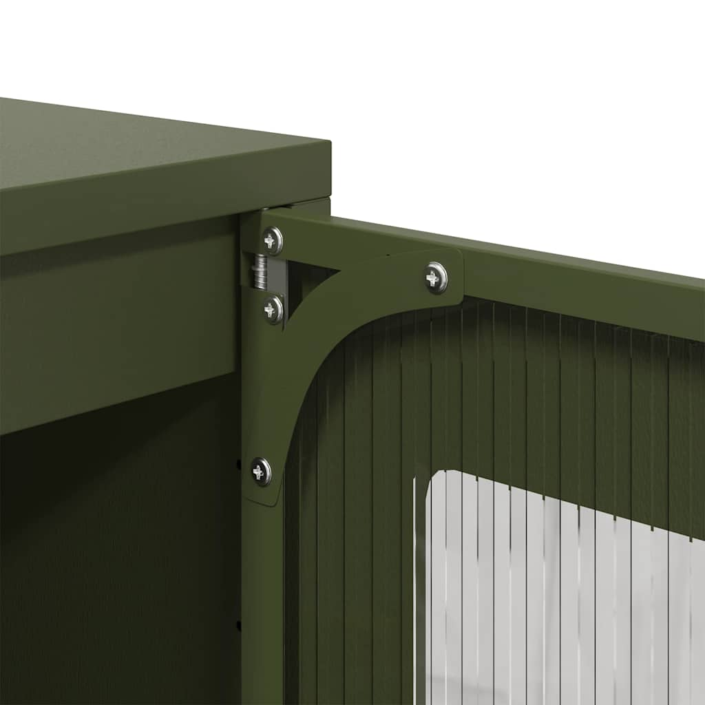 Highboard Olive Green 68x39x123 cm Steel