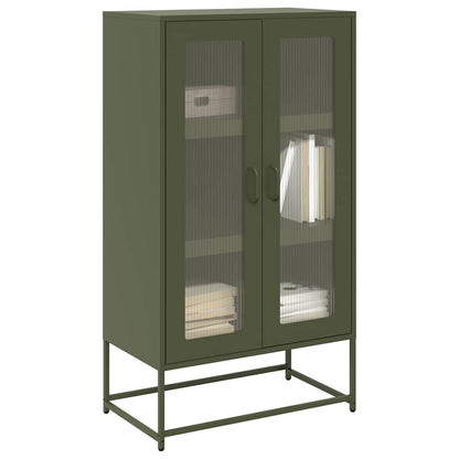 Highboard Olive Green 68x39x123 cm Steel