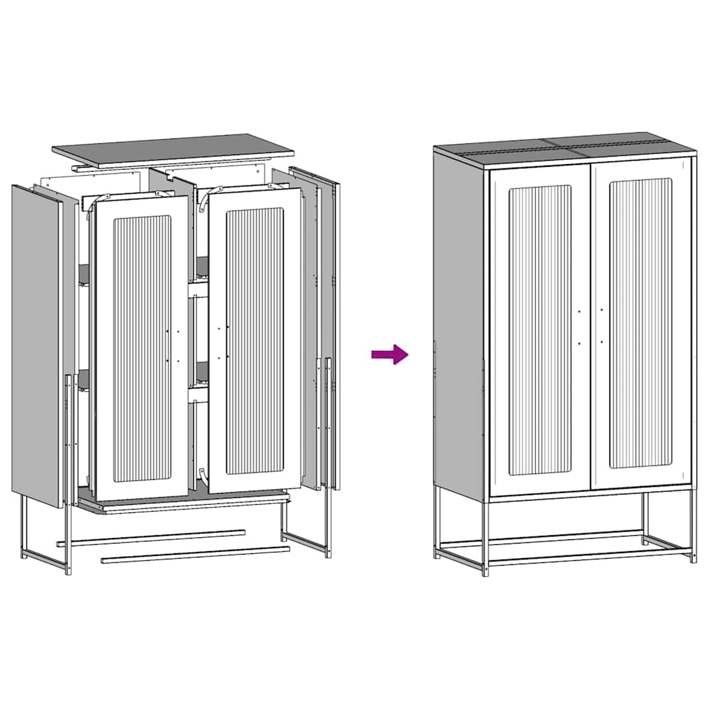 Highboard White 68x39x123 cm Steel