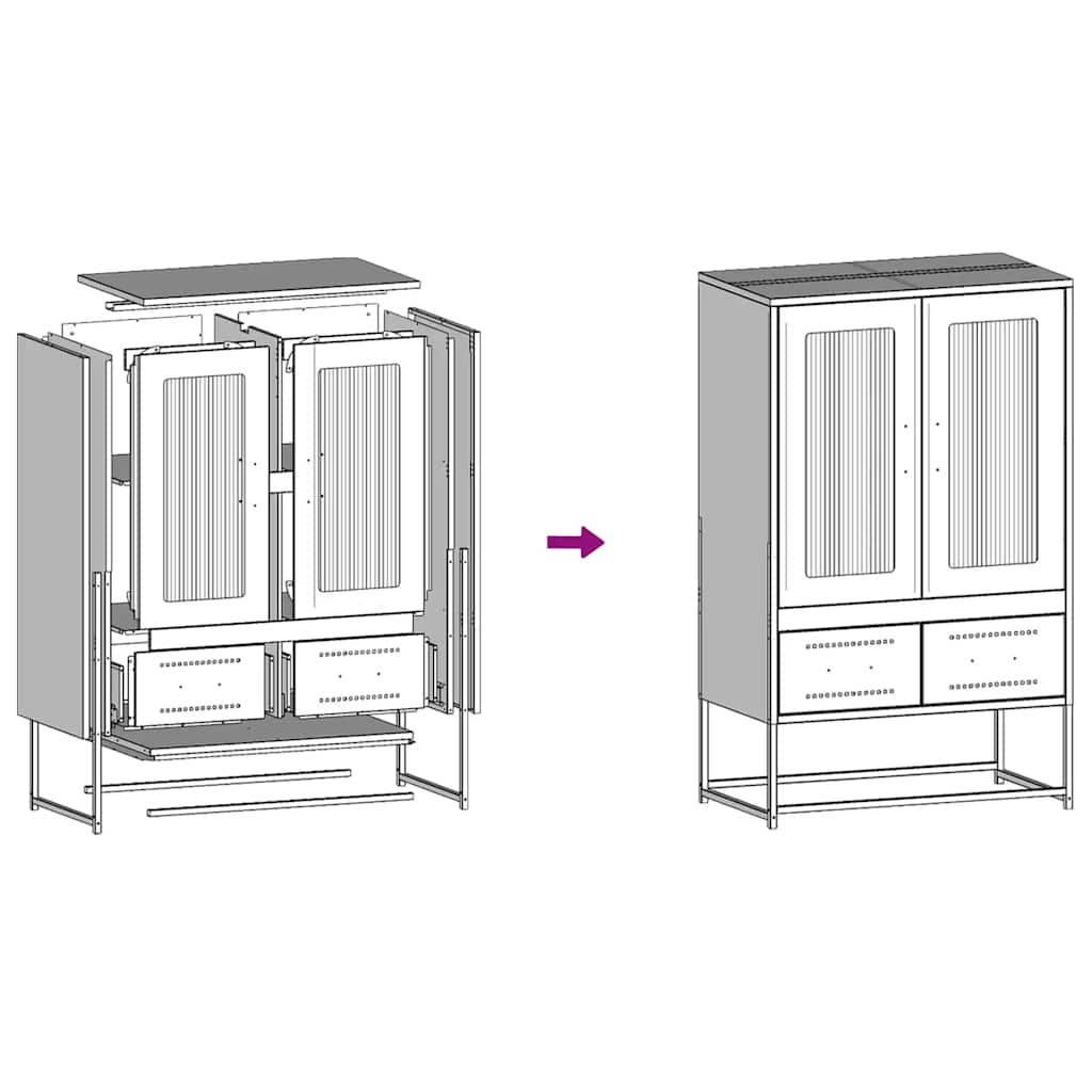 Highboard Black 68x39x111.5 cm Steel