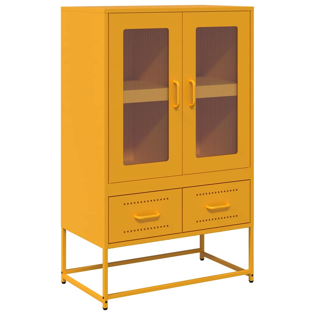 Highboard Mustard Yellow 68x39x111.5 cm Steel