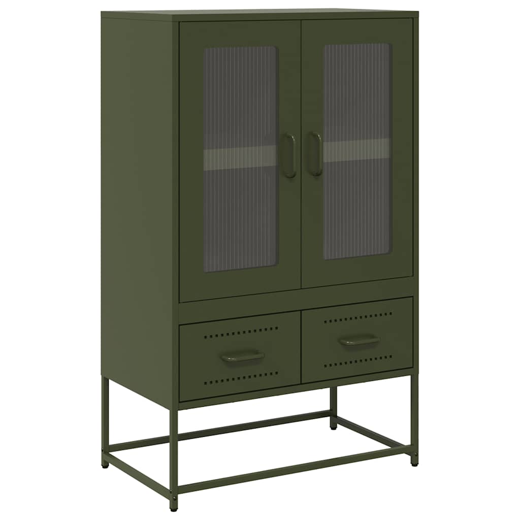 Highboard Olive Green 68x39x111.5 cm Steel