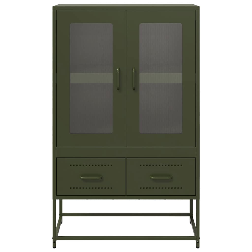 Highboard Olive Green 68x39x111.5 cm Steel