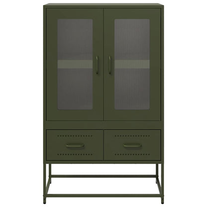 Highboard Olive Green 68x39x111.5 cm Steel