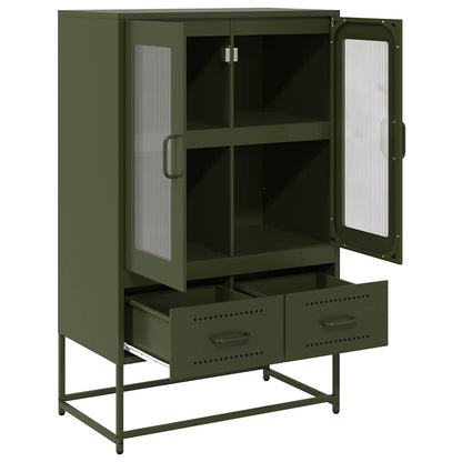 Highboard Olive Green 68x39x111.5 cm Steel