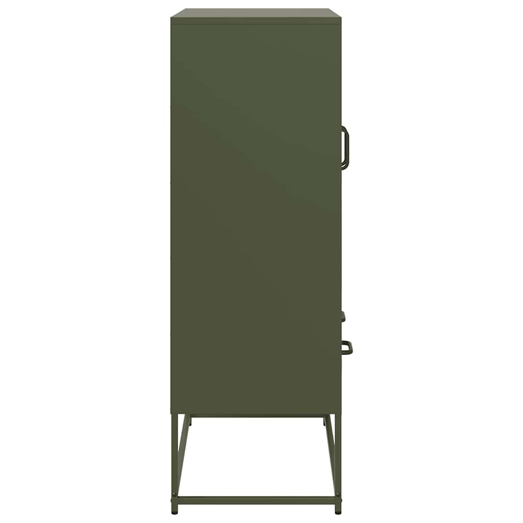 Highboard Olive Green 68x39x111.5 cm Steel