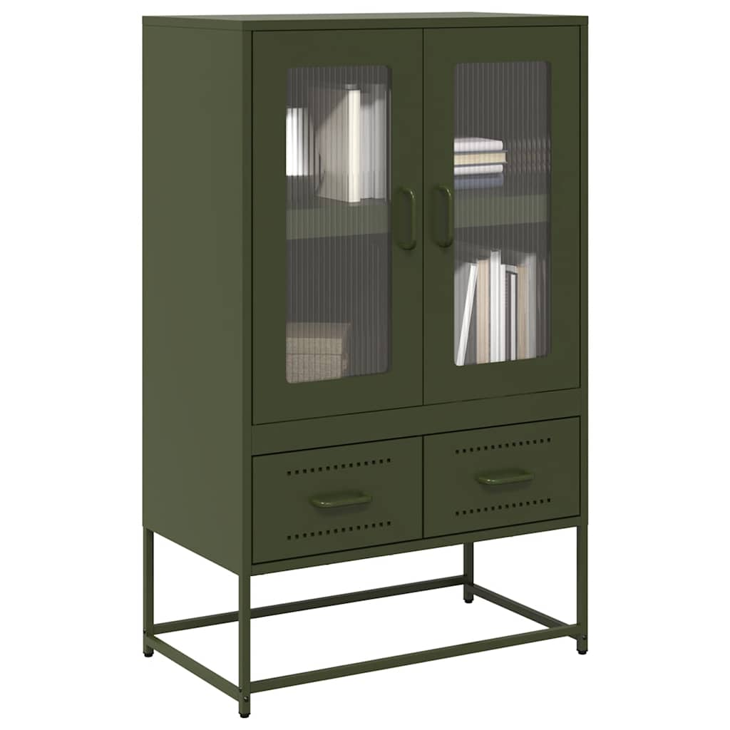 Highboard Olive Green 68x39x111.5 cm Steel