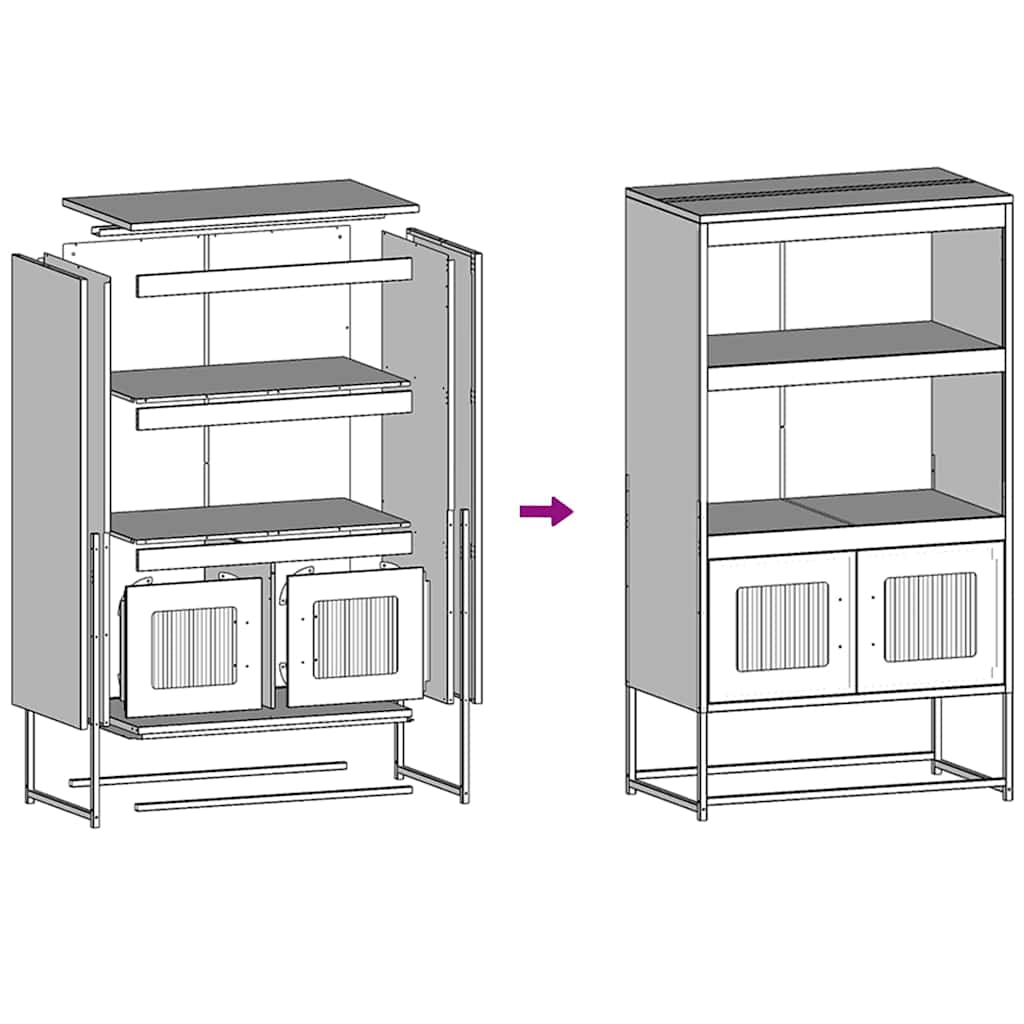 Highboard Black 68x39x123 cm Steel