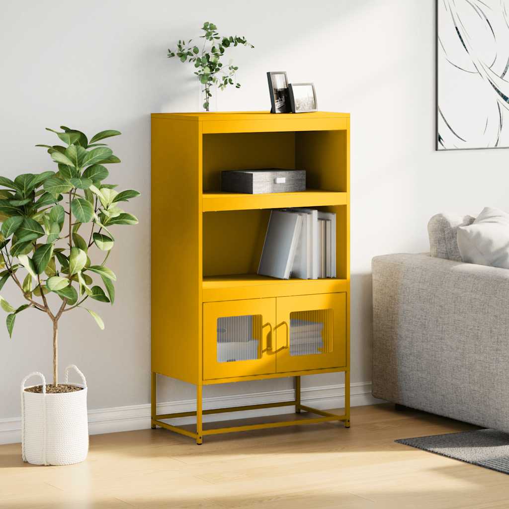 Highboard Mustard Yellow 68x39x123 cm Steel