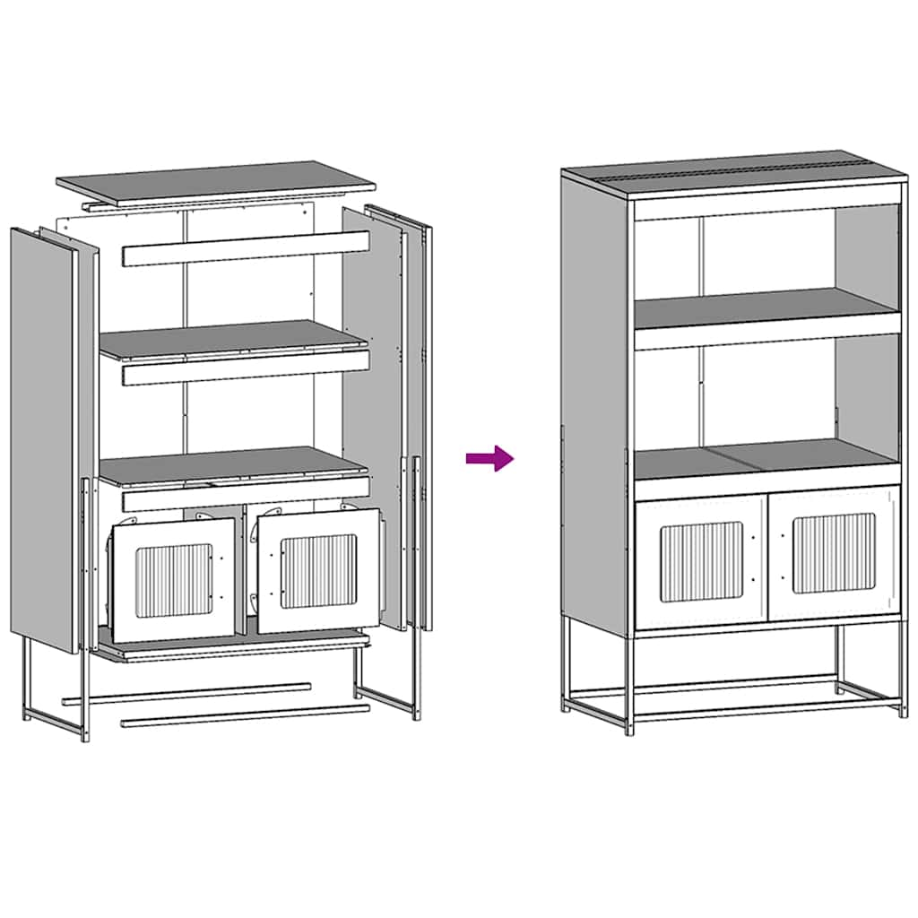 Highboard Mustard Yellow 68x39x123 cm Steel