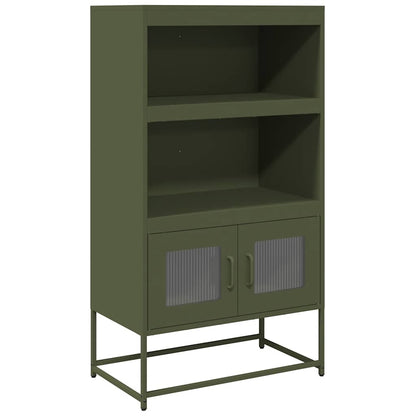 Highboard Olive Green 68x39x123 cm Steel