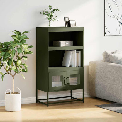 Highboard Olive Green 68x39x123 cm Steel