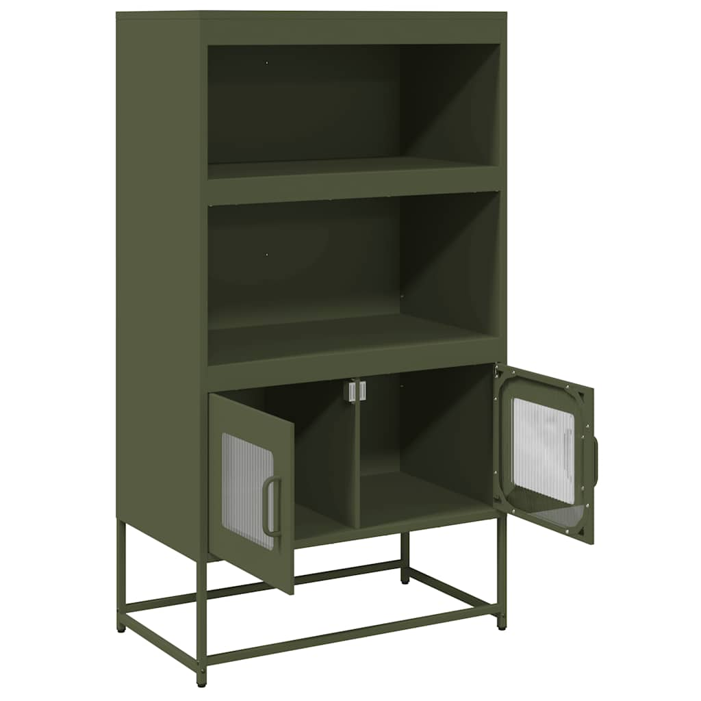 Highboard Olive Green 68x39x123 cm Steel