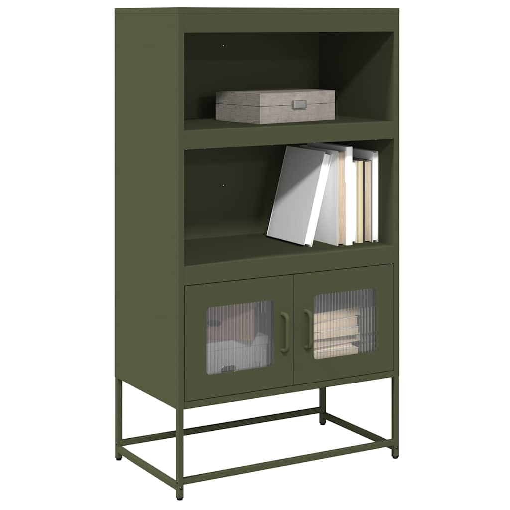 Highboard Olive Green 68x39x123 cm Steel