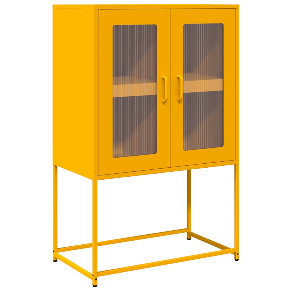 Highboard Mustard Yellow 68x39x107 cm Steel