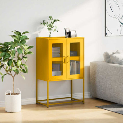 Highboard Mustard Yellow 68x39x107 cm Steel